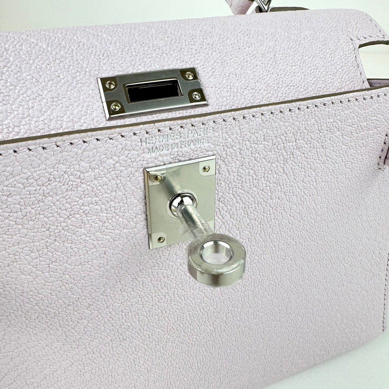 Mini kelly ミニケリー Mauve pale モーヴパール Chevre シェーブル PHW シルバー金具 Stamp-B B刻印