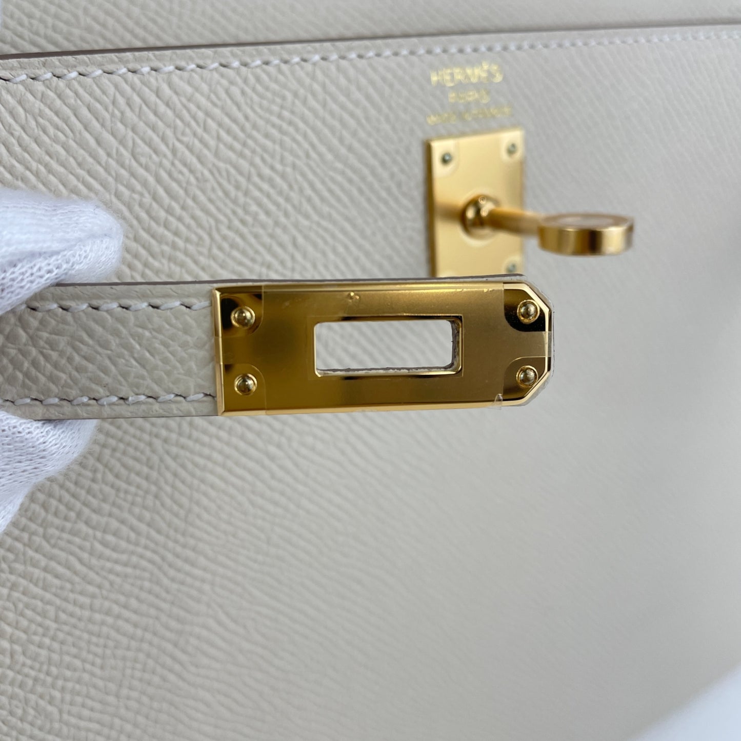 Kelly25 Sellier ケリー25セリエ Craie クレ  GHW ゴールド金具 Epsom エプソン Stamp-W W刻印