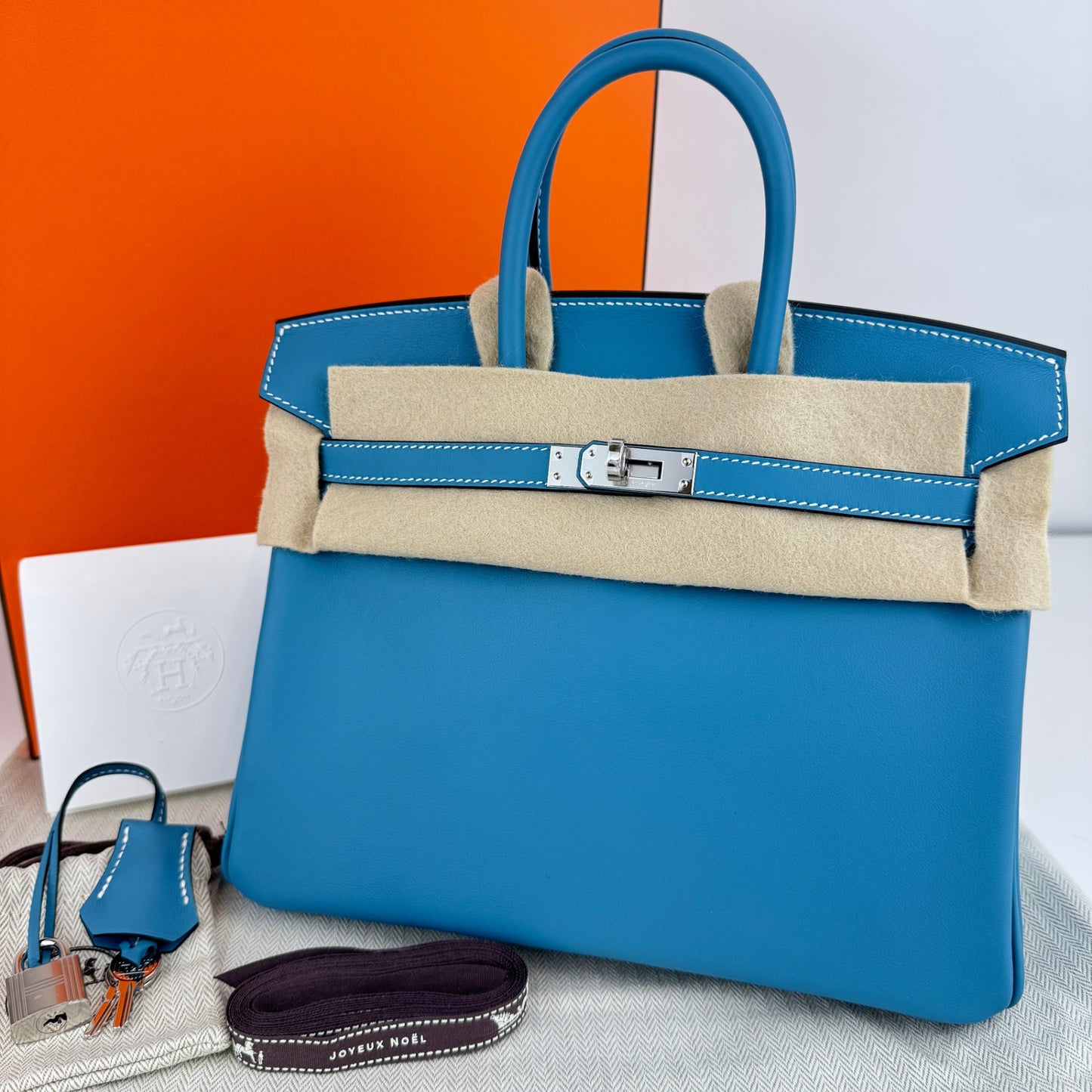 Birkin25 バーキン25 Blue jean ブルージーン　PHW シルバー金具　Stamp-K K刻