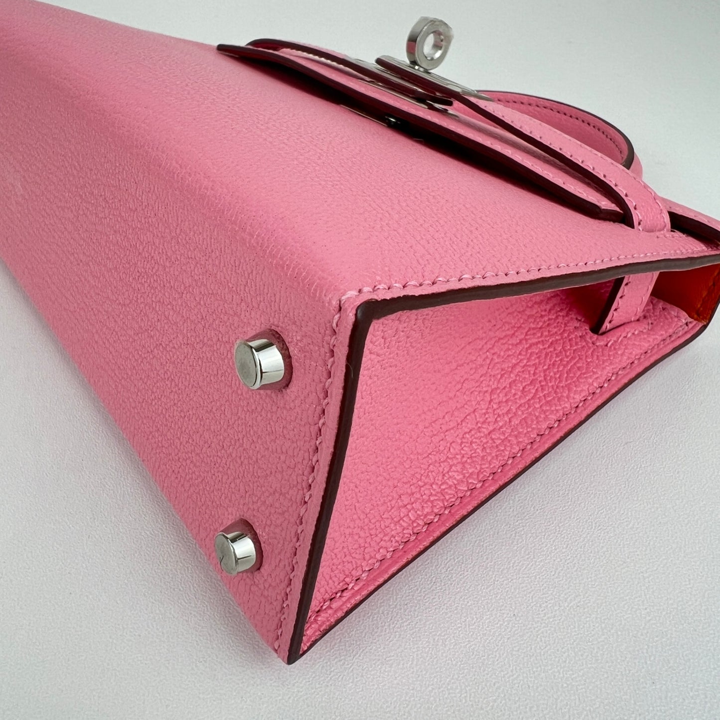 Mini kelly verso ミニケリー ヴェルソ Rose confetti ローズコンフェッティ Chevre シェーブル PHW シルバー金具 Stamp-U U刻印