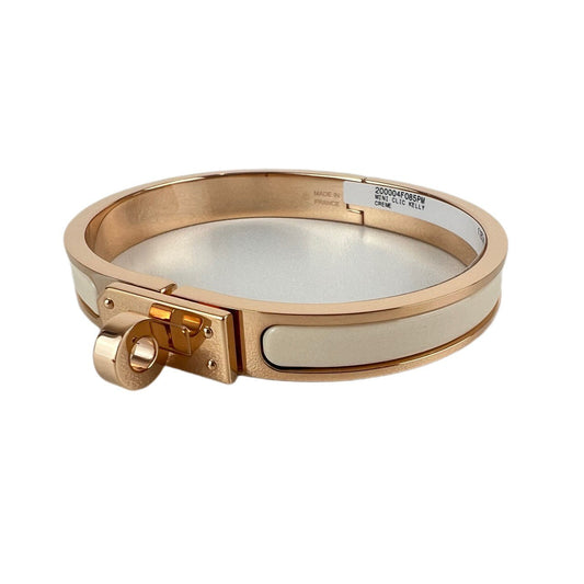 Hermès エルメス Mini Clic Kelly bracelet PM 200004F085PM ミニ クリック ケリー ブレスレット エナメルブレスレット ファン Creme / Rosegold ：クリーム / ローズゴールド
