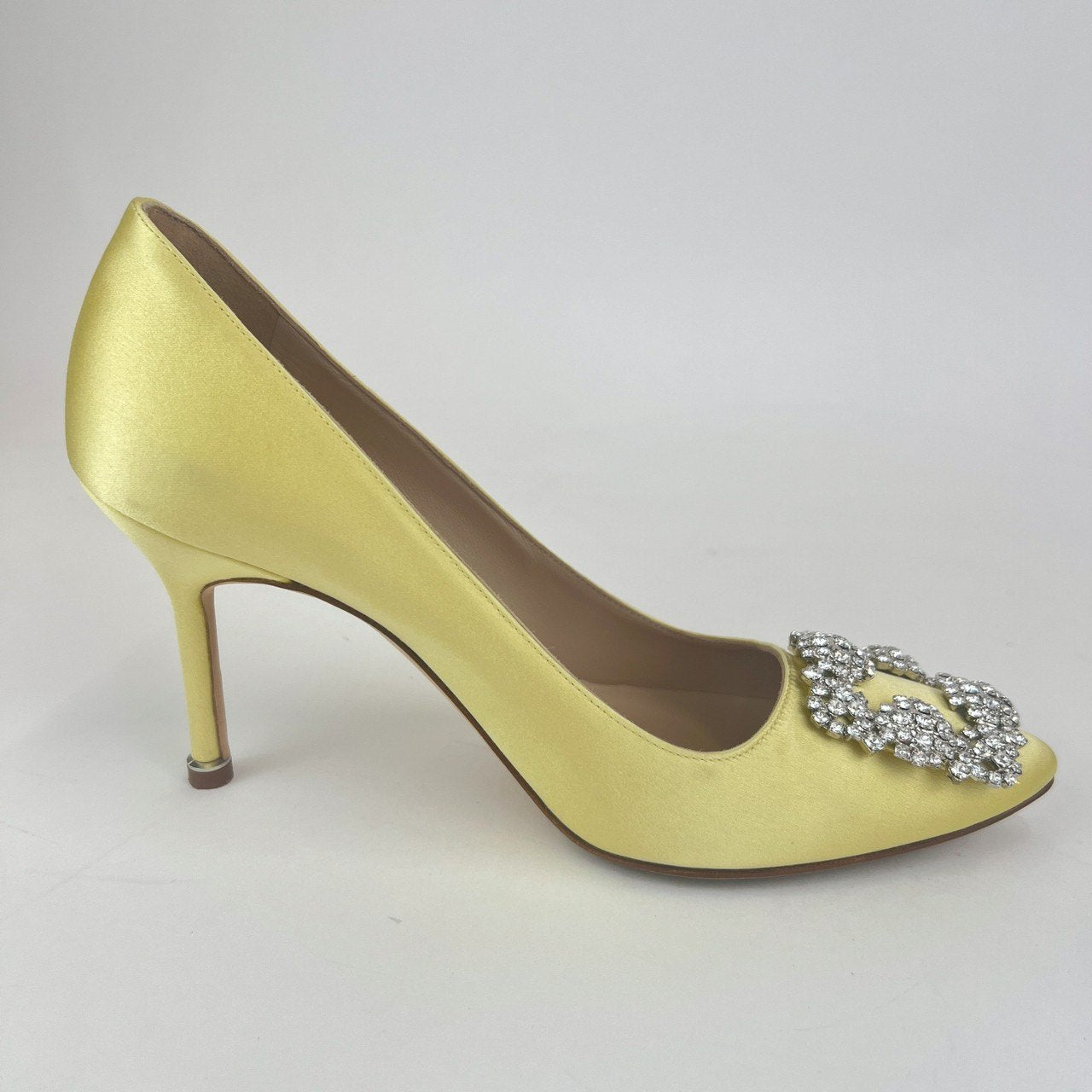 ハンギシ ビジューバックル パンプス Yellow イエロー 70mm