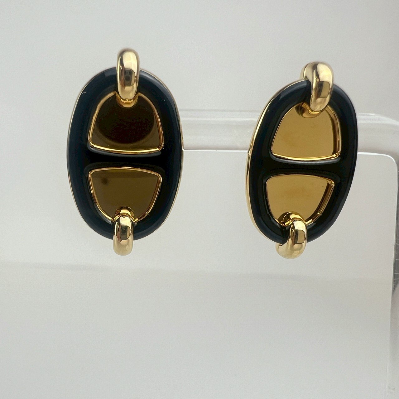 Boucles d'oreilles Mini Maillon ミニ マイヨン　ピアス Black / Gold ブラック/イエローゴールド
