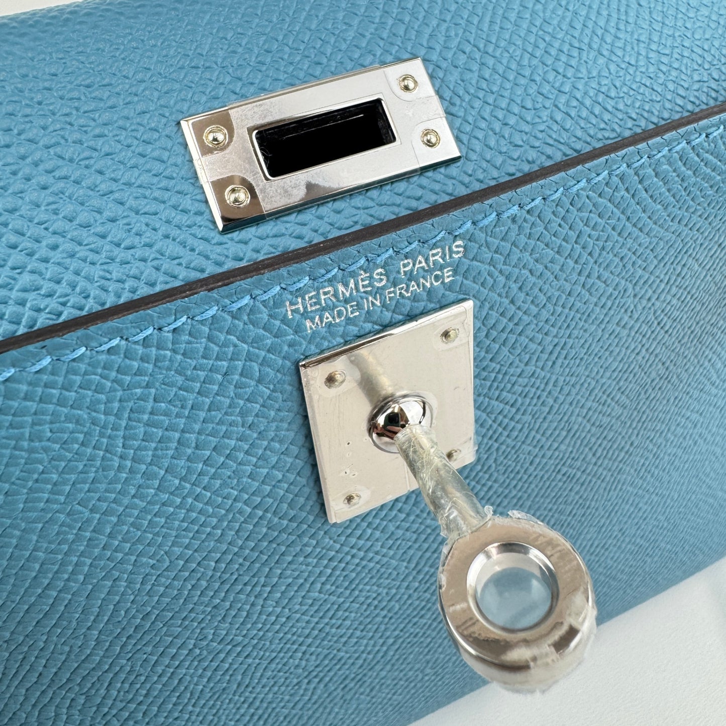 Mini kelly tricolor ミニケリー トリコロール Blue jean/Ecorce/Sesami ブルージーン/エコルセ/セサミ Epsom エプソン PHW シルバー金具 Stamp-W W刻印