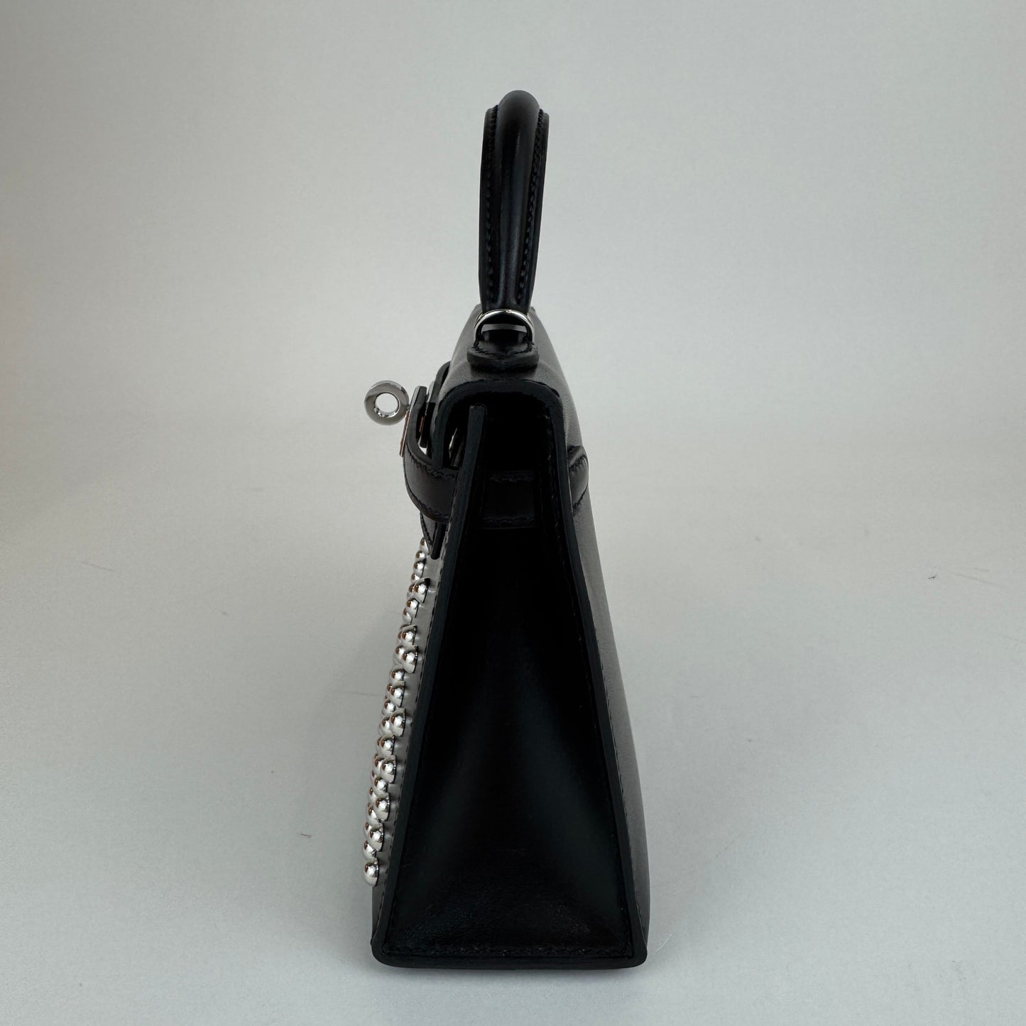 Mini kelly cloute ミニケリークルーテ Stamp-B B印 Boxcalf ボックスカーフ Black　ブラック PHW シルバー金具