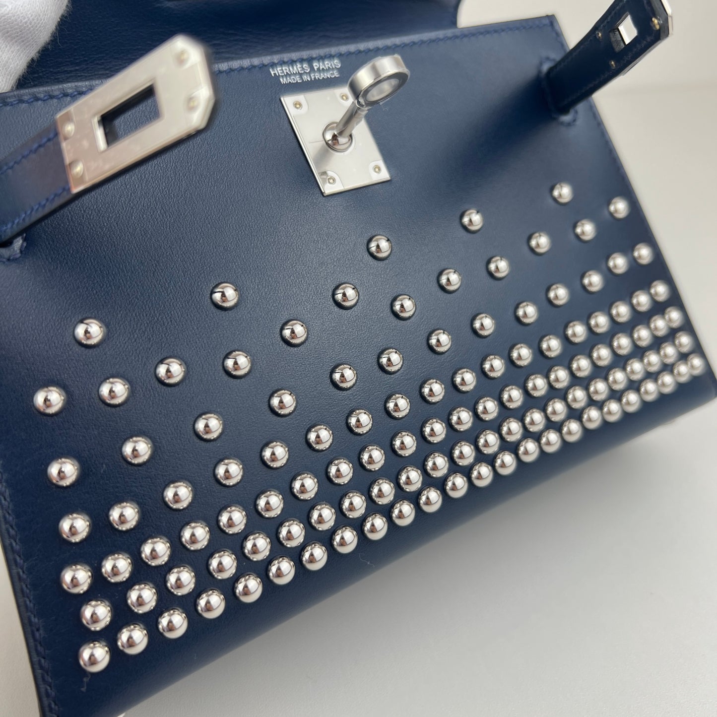 Mini kelly cloute ミニケリークルーテ Blue abysse ブルーアビス  PHW シルバー金具 Stamp-K K刻印 Box calf ボックスカーフ
