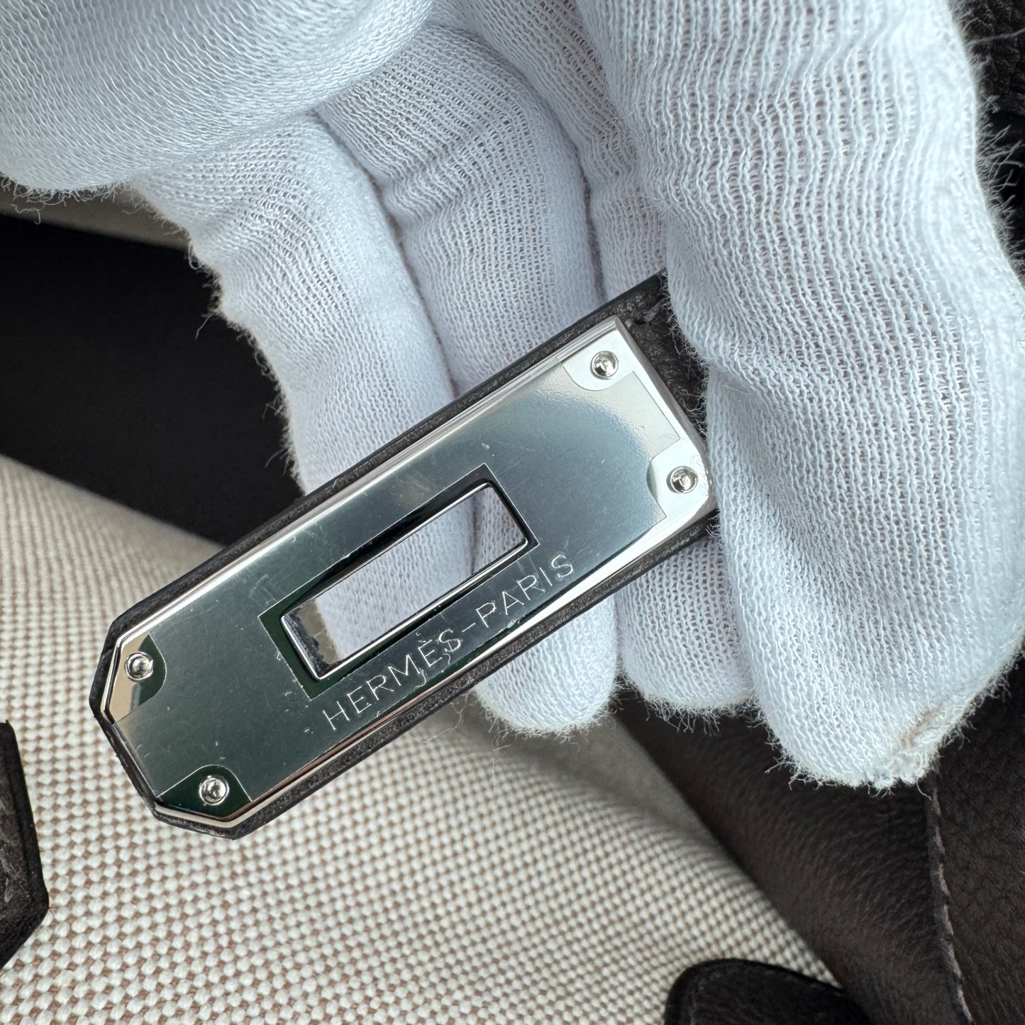 Birkin35 A L'Envers バーキン35 アランヴェール Ebene エベンヌ  PHW シルバー金具 Barenia/ToileH バレニア/トワルアッシュ Stamp-K K刻印