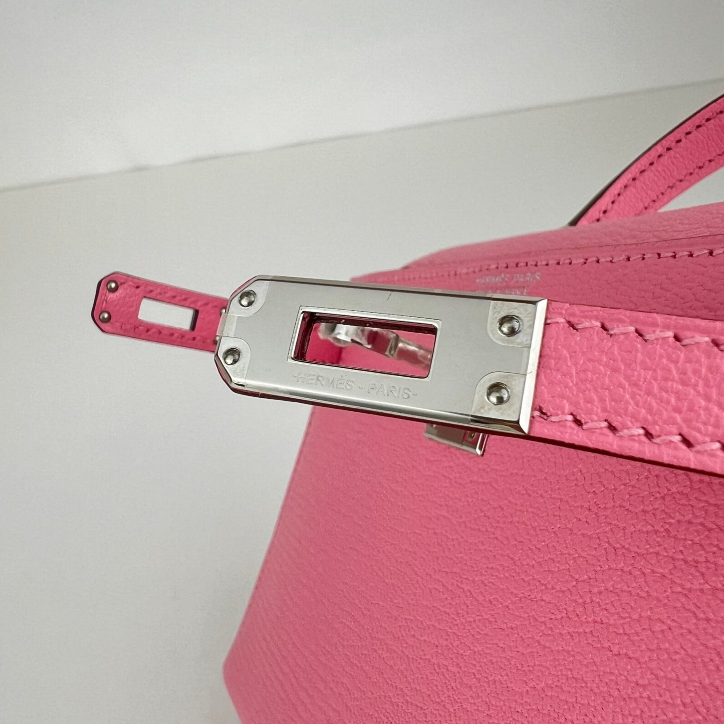 Mini kelly verso ミニケリー ヴェルソ Rose confetti ローズコンフェッティ Chevre シェーブル PHW シルバー金具 Stamp-U U刻印