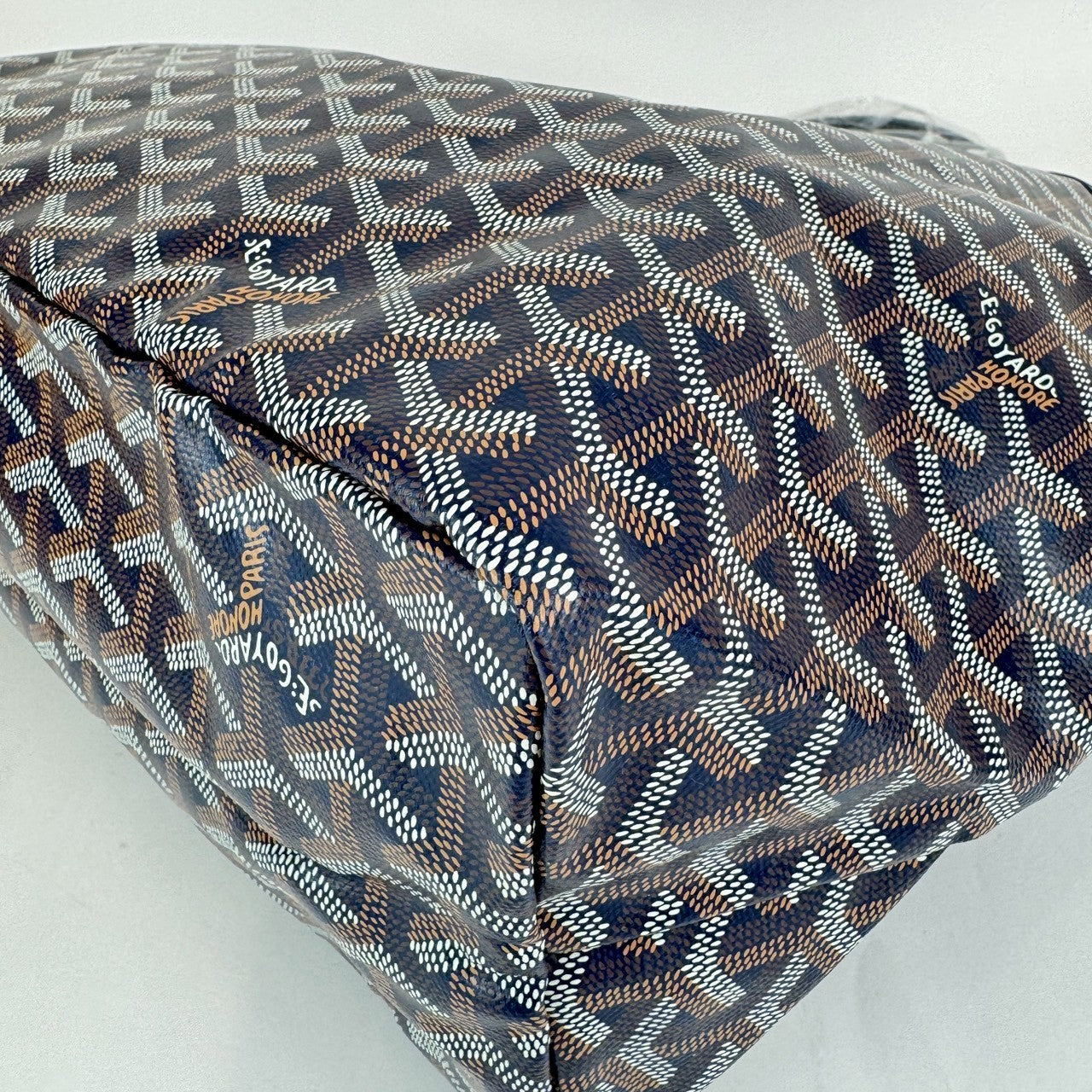 サンルイPM ネイビー　Navy ゴヤールディンキャンバス シュヴロッシュカーフスキン