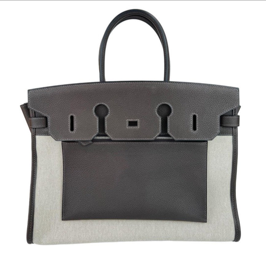 Birkin35 A L'Envers バーキン35 アランヴェール Ebene エベンヌ  PHW シルバー金具 Barenia/ToileH バレニア/トワルアッシュ Stamp-K K刻印