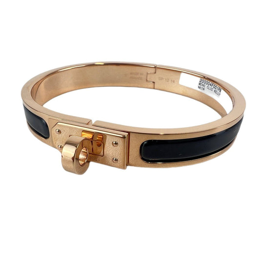 Hermès エルメス Mini Clic Kelly bracelet PM 200004F001PM ミニ クリック ケリー ブレスレット エナメルブレスレット ファン Black / Rosegold ：ブラック / ローズゴールド
