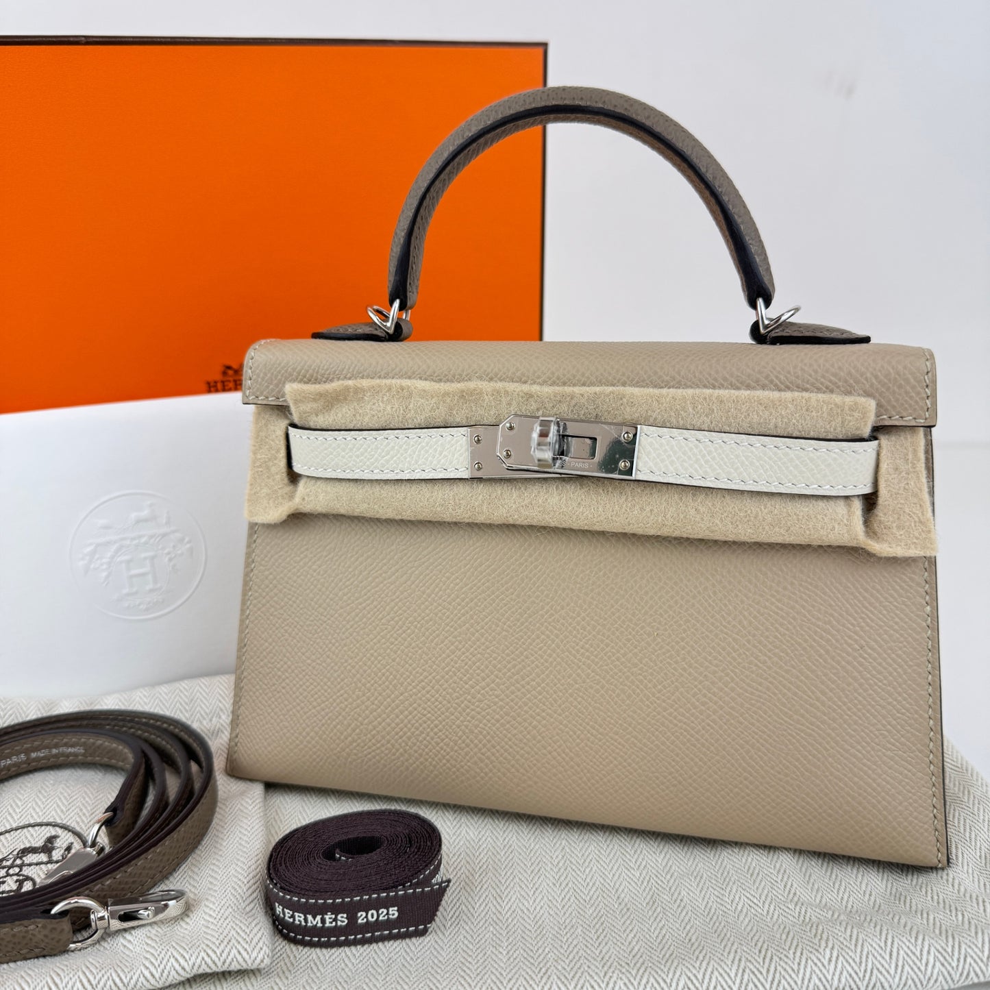 Mini kelly tricolor ミニケリートリコロール Trench トレンチ PHW シルバー金具 Stamp-K K刻印 Epsom エプソン