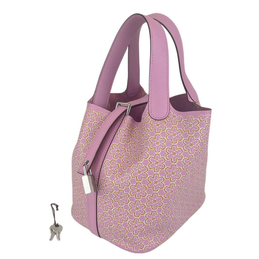 Hermès エルメス Picotin Lock PM Lucky Daisy ピコタンロック PM ラッキーデイジー Stamp-U U刻印  Swift スイフト モーヴシルベストル/キュイーブル/ホワイト PHW シルバー金具