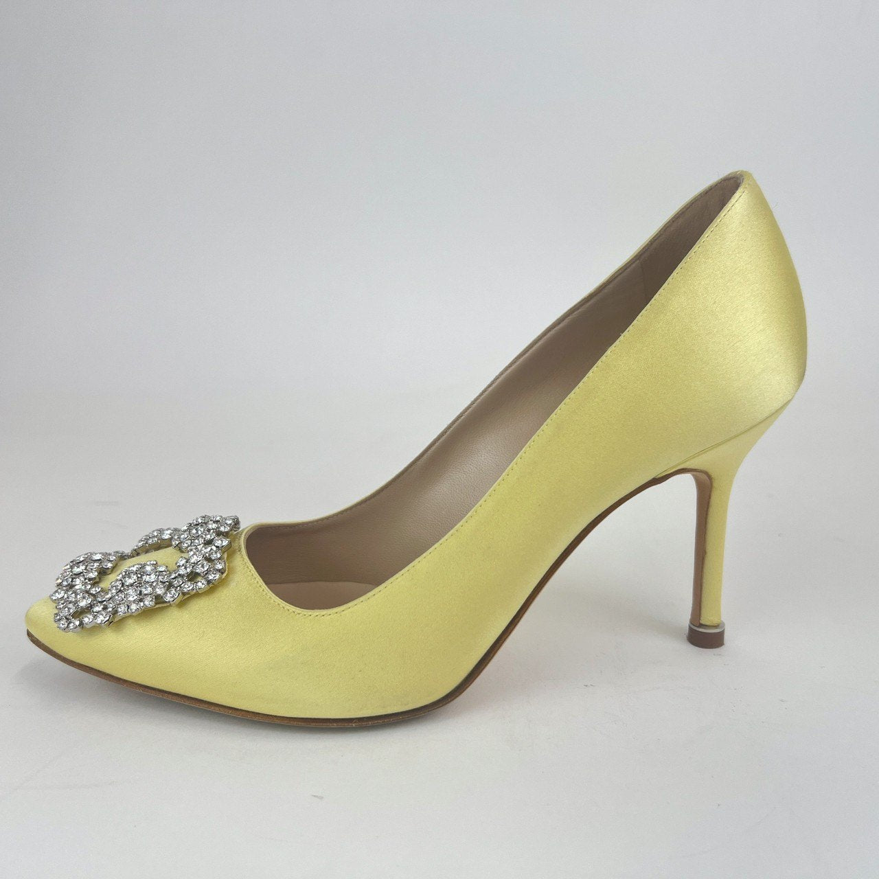 ハンギシ ビジューバックル パンプス Yellow イエロー 70mm