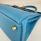 Kelly28 ケリー28 Bleu jean ブルージーン ゴールド金具 Stamp-W W刻印  Togo トゴ