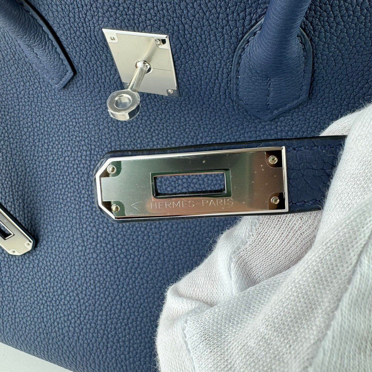 HERMES エルメス Birkin35 バーキン35 Blue de presse ブルードプリュス PHW シルバー金具 Togo トゴ Stamp-B B刻印