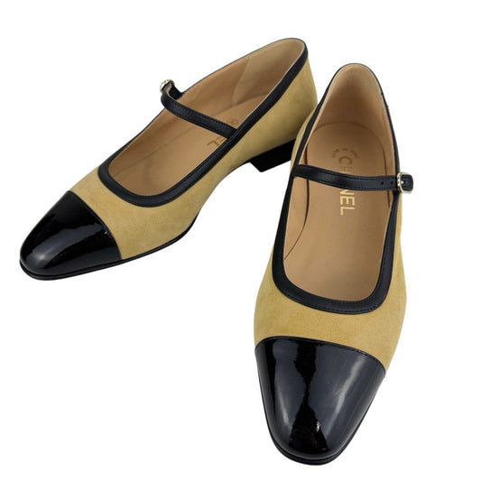 ミュール　パンプス　ベージュ　ブラック　サイズ37（23.5センチ）