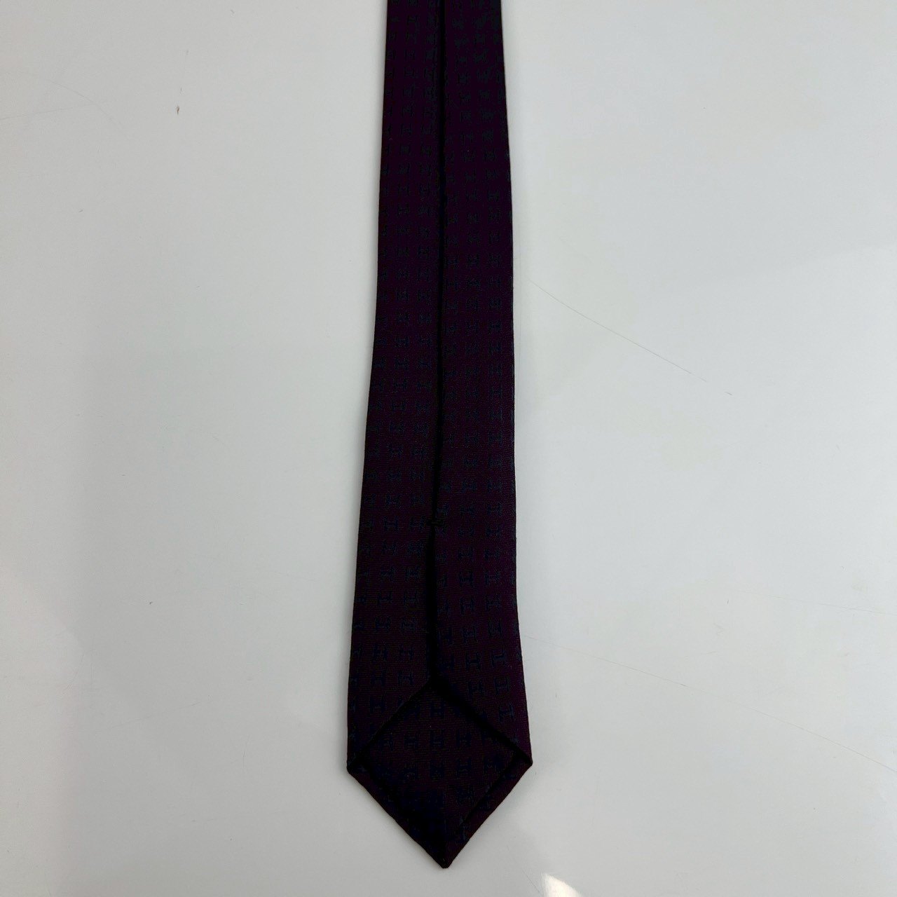 シルクタイ バイカラーHタイ Faconnee H Bicolore tie BOURGOGNE/CHARBON ブルゴーニュ/シャルボン
