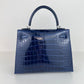 Kelly25 ケリー25 Blue saphir ブルーサファイア Alligatorアリゲーター PHW シルバー金具 Stamp-W W刻印