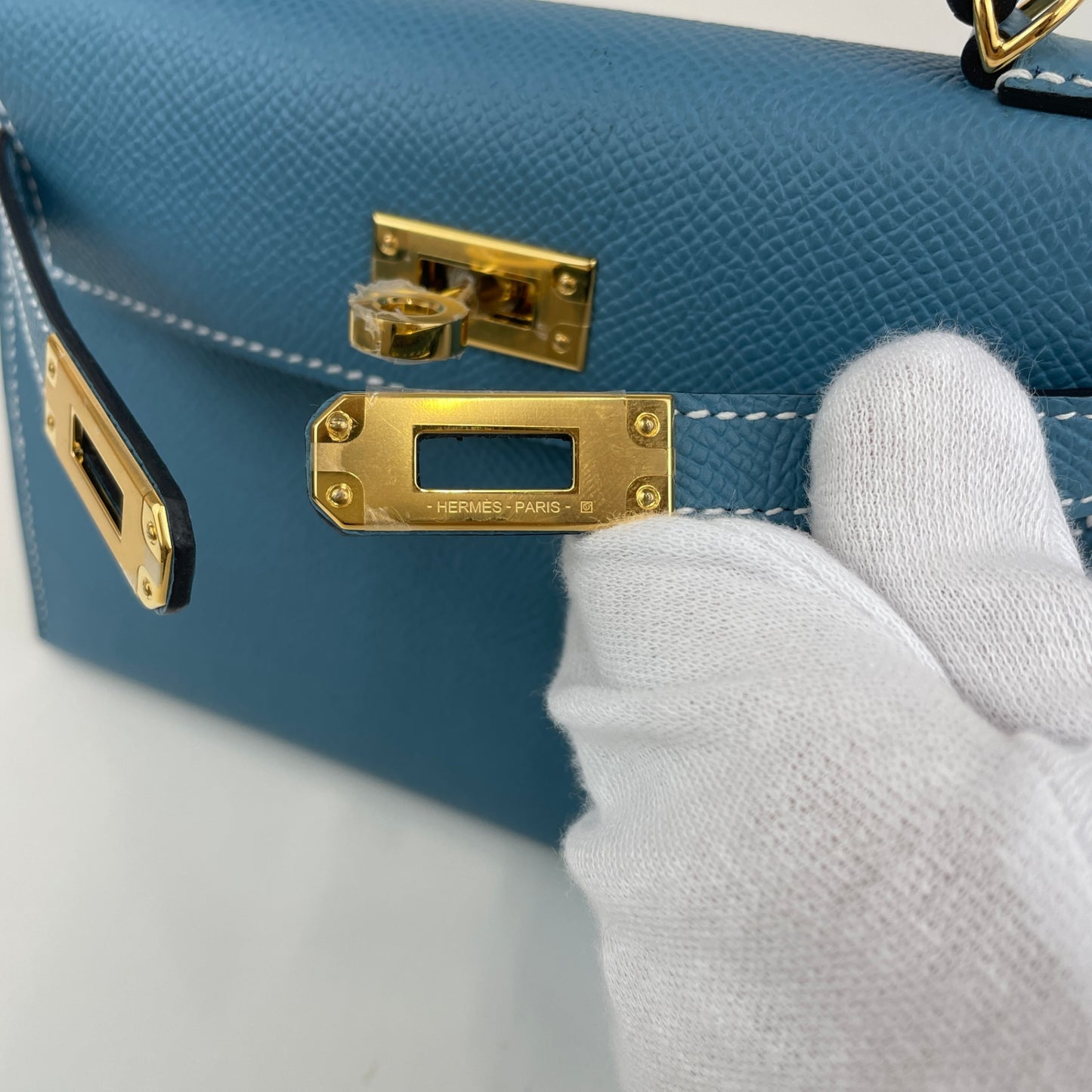 Mini kelly ミニケリー Blue jean ブルージン Epsom エプソン GHW ゴールド金具 Stamp-K K刻印