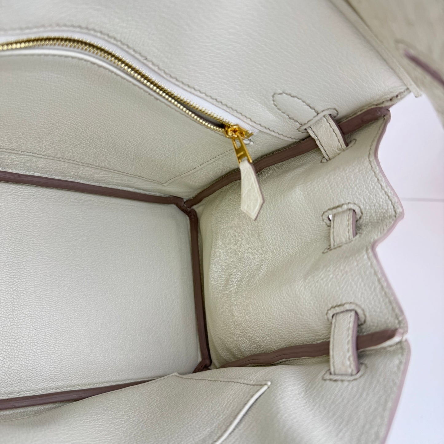 Birkin25 バーキン25 Beton ベトン　Ostrich オーストリッチ　Stamp-K K刻