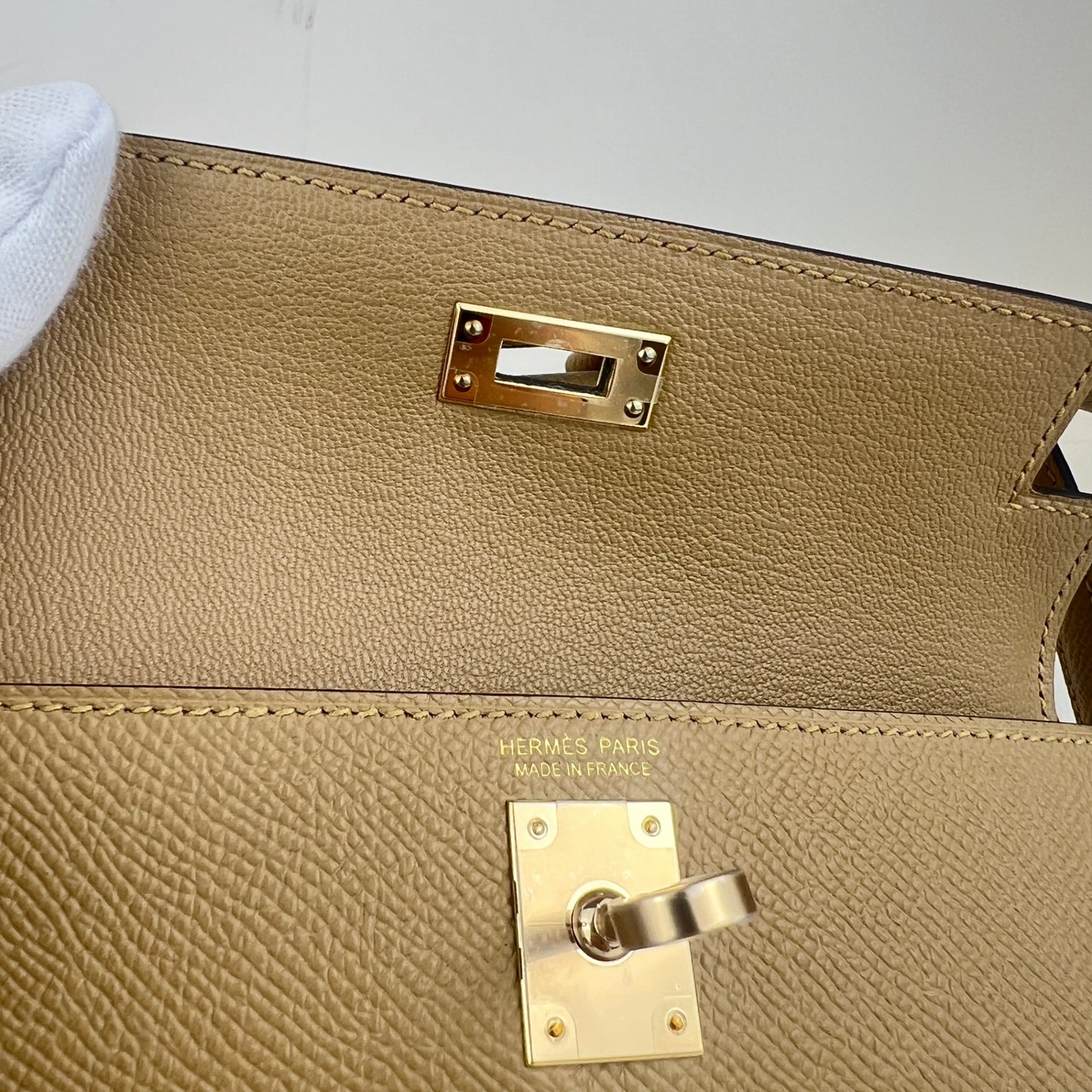 Mini kelly disorder ミニケリー 無秩序 Poussiere プシエール PMBHW  シャンパンゴールド金具 Stamp-K K刻印 Epsom エプソン