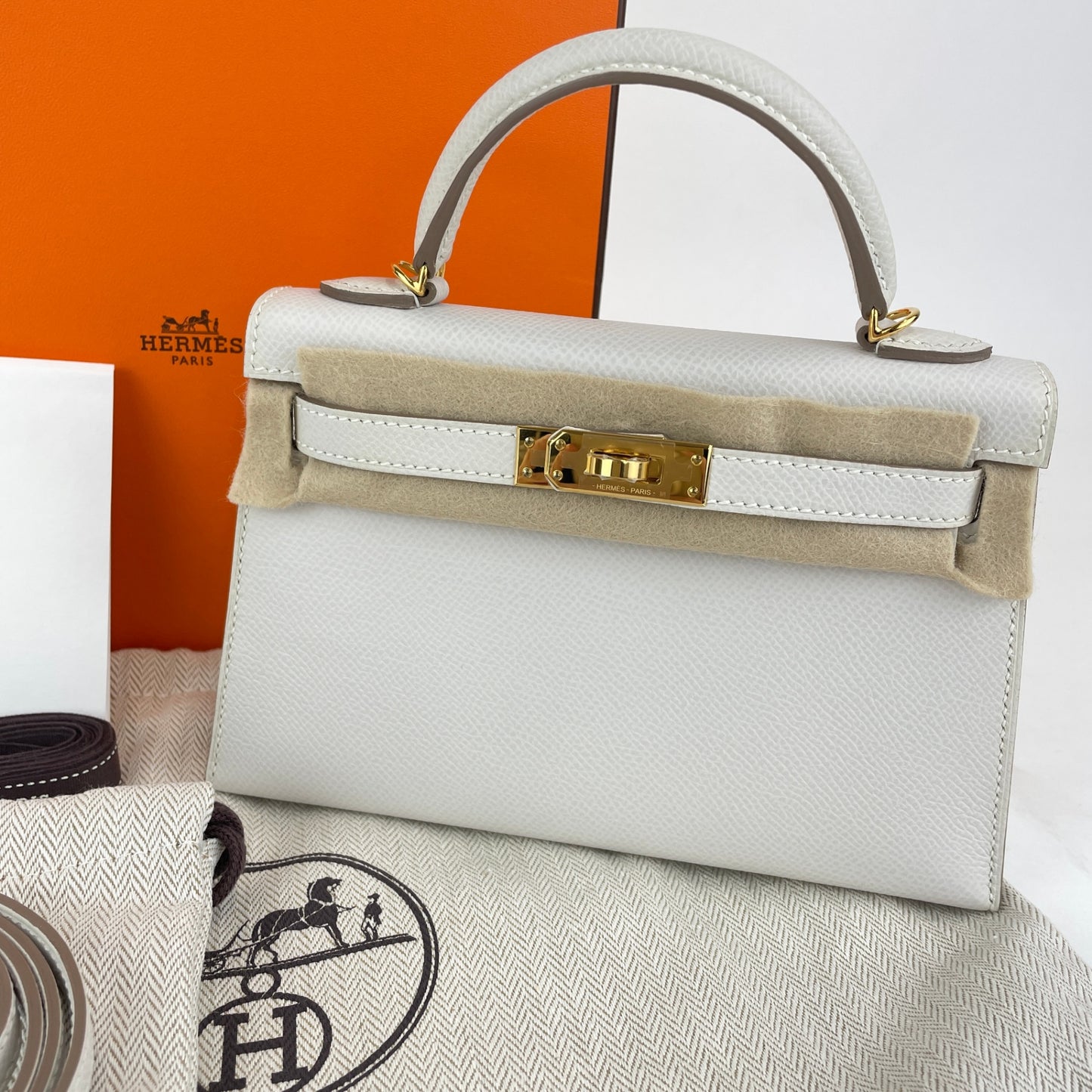 Mini kelly ミニケリー Gris perle グリペール  GHW ゴールド金具 Epsom エプソン Stamp-B B刻印