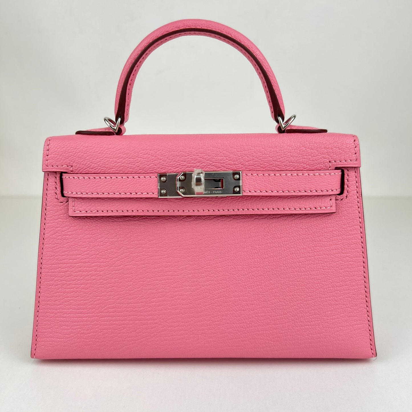 Mini kelly verso ミニケリー ヴェルソ Rose confetti ローズコンフェッティ Chevre シェーブル PHW シルバー金具 Stamp-U U刻印