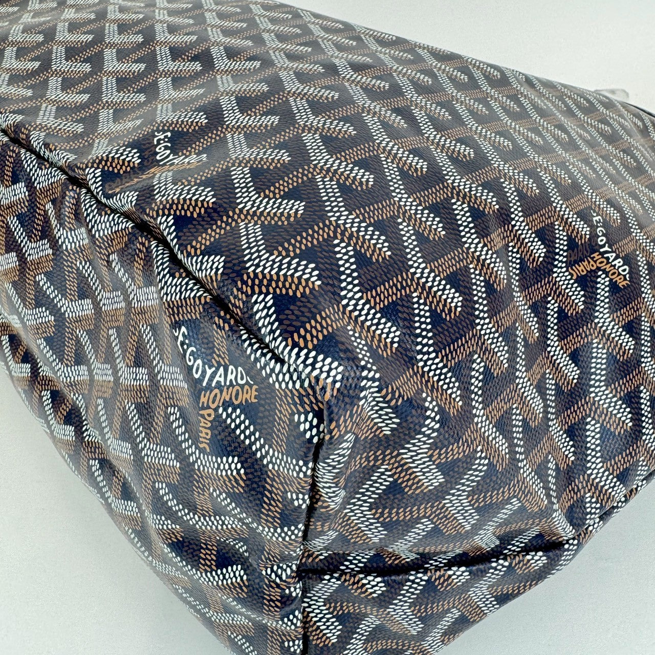 サンルイPM ネイビー　Navy ゴヤールディンキャンバス シュヴロッシュカーフスキン