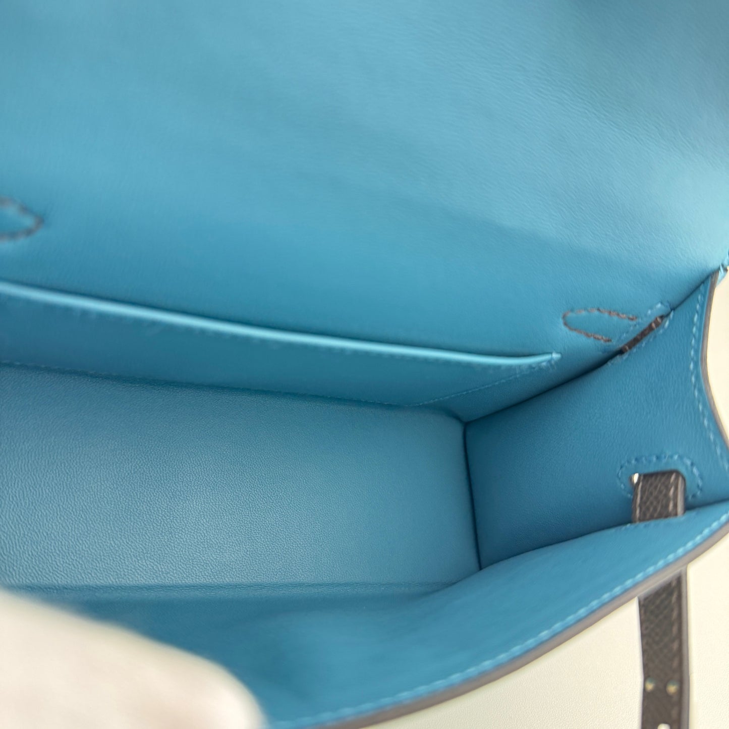 Mini kelly tricolor ミニケリー トリコロール Blue jean/Ecorce/Sesami ブルージーン/エコルセ/セサミ Epsom エプソン PHW シルバー金具 Stamp-W W刻印