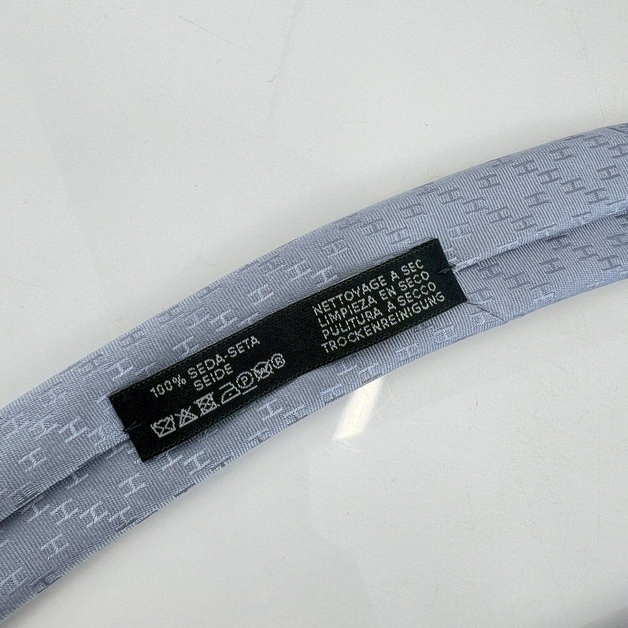 シルクタイ Faconnee ニューHタイ Faconnee New H tie GRIS GLACIER グリグラシエ ライトブルー シルク