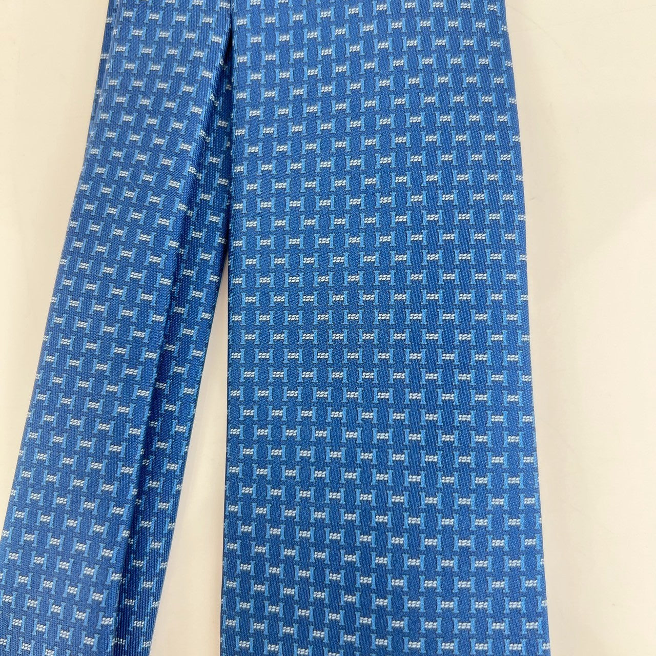 シルクツイルタイ Hグルメット H Gourmette twill Blue Moyen / Azur ブルーモアイヤン / アズール シルク