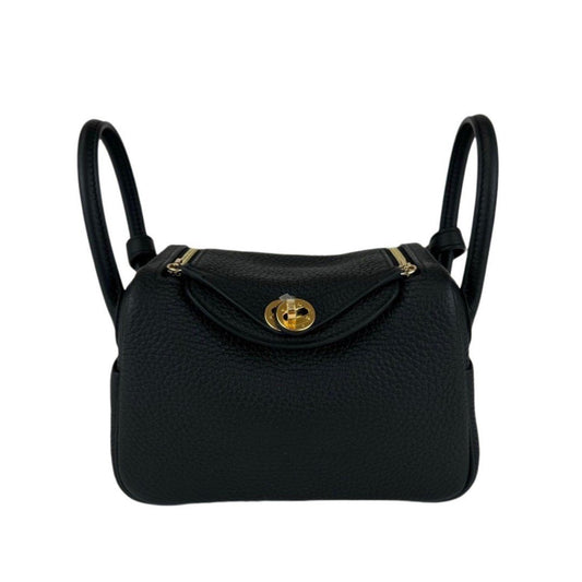 HERMES エルメス Lindy mini リンディミニ Black ブラック GHW ゴールド金具 Taurillon Clemence トリヨンクレマンス Stamp-B B刻