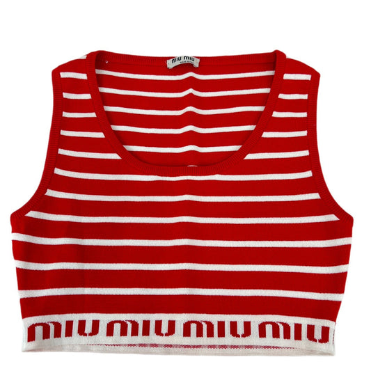 miu miu ミュウミュウ ボーダータンクトップ　レッド レッド　Red 95%ビスコースレーヨン4%ポリエステル 1%ポリアミド
