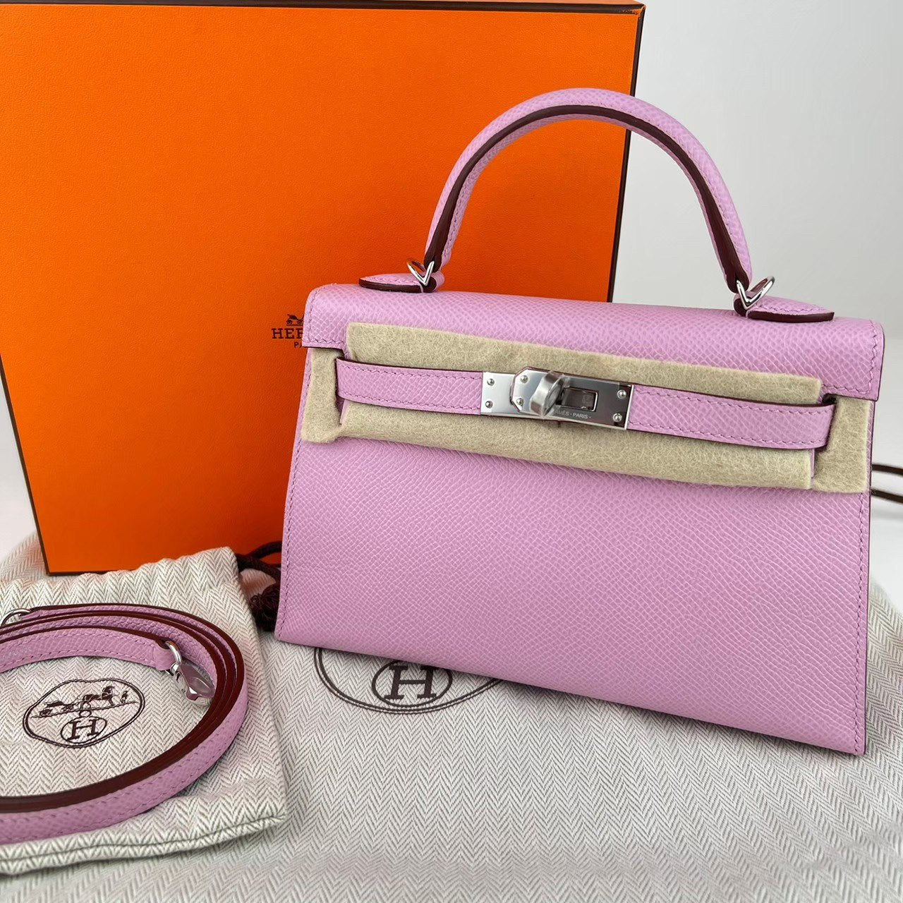 Mini kelly ミニケリー Mauve Sylvestre モーヴシルベストル Epsom エプソン PHW シルバー金具 Stamp-U U刻印