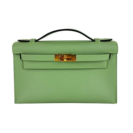 Kelly pochette ケリーポシェット Vert criquet ヴェールクリケット Swift スイフト GHW ゴールド金具 Stamp-B B刻印