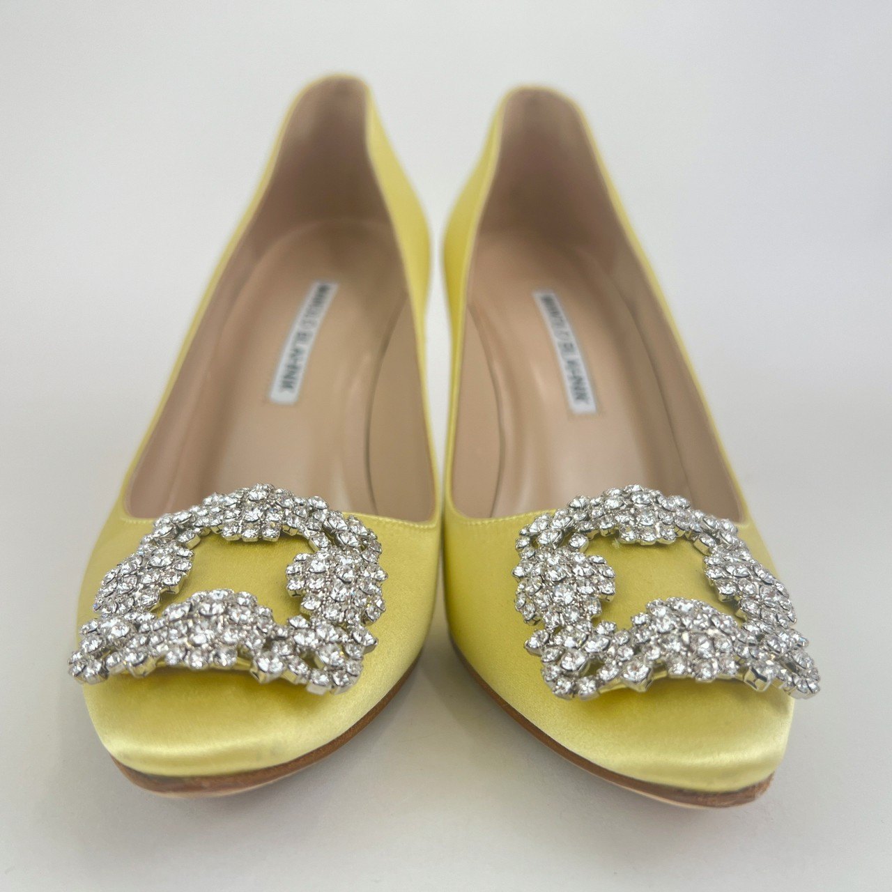 ハンギシ ビジューバックル パンプス Yellow イエロー 70mm