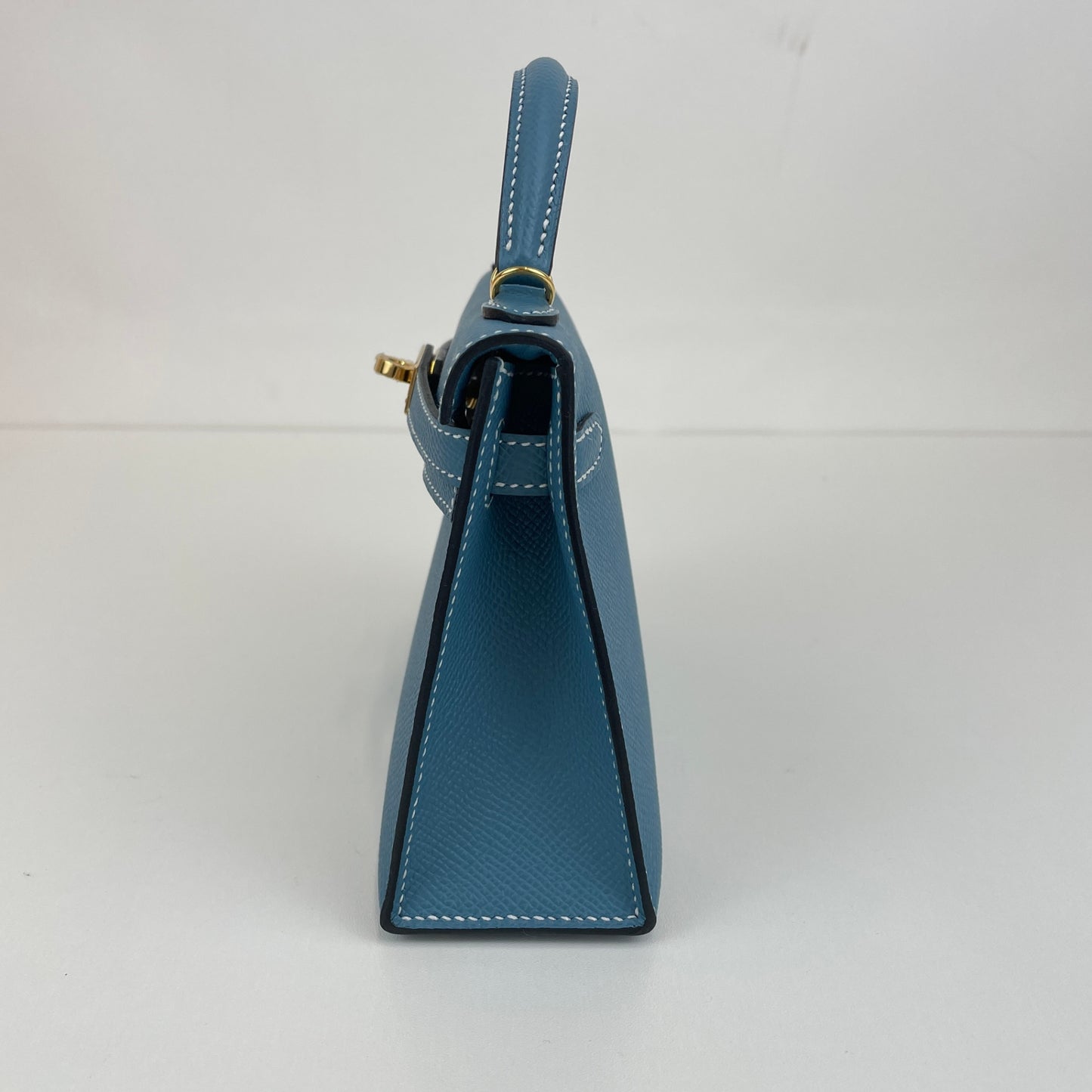 Mini kelly ミニケリー Blue jean ブルージン Epsom エプソン GHW ゴールド金具 Stamp-K K刻印