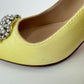 ハンギシ ビジューバックル パンプス Yellow イエロー 70mm