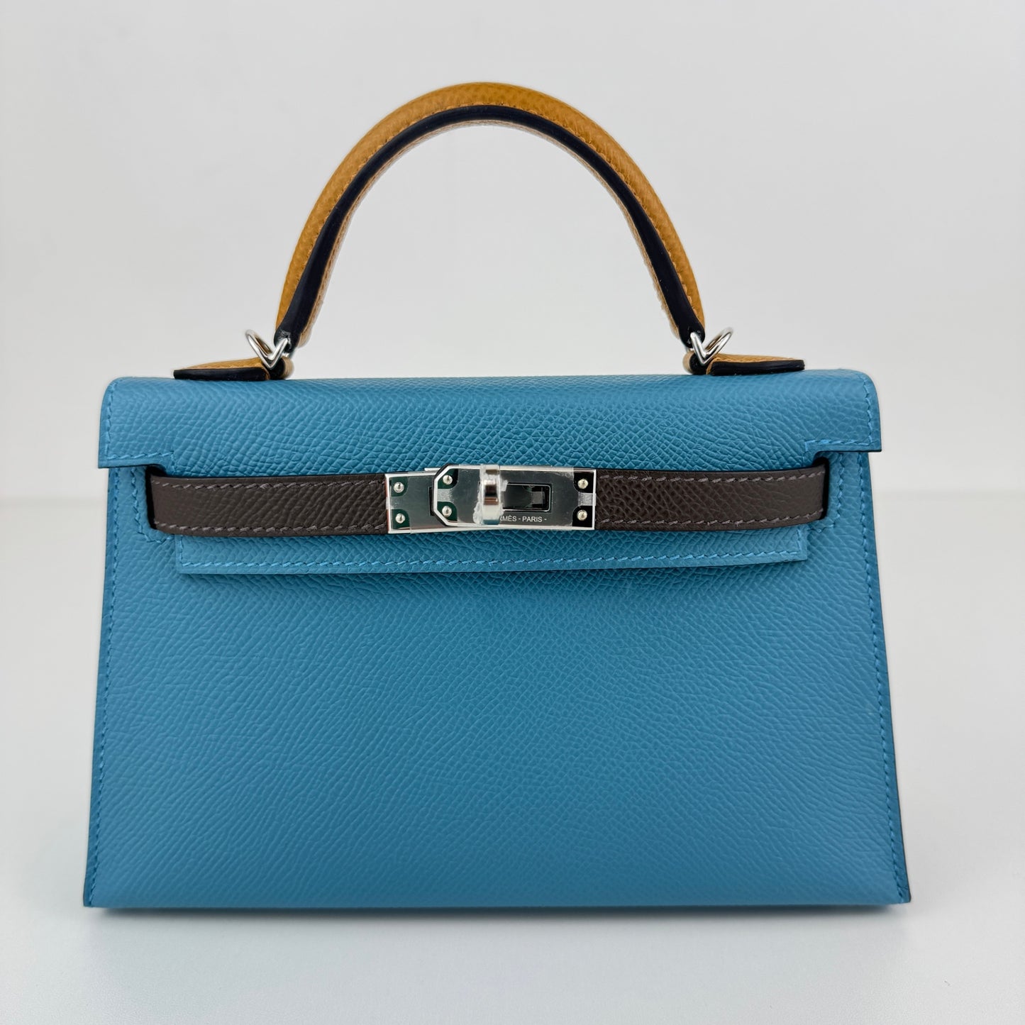 Mini kelly tricolor ミニケリー トリコロール Blue jean/Ecorce/Sesami ブルージーン/エコルセ/セサミ Epsom エプソン PHW シルバー金具 Stamp-W W刻印