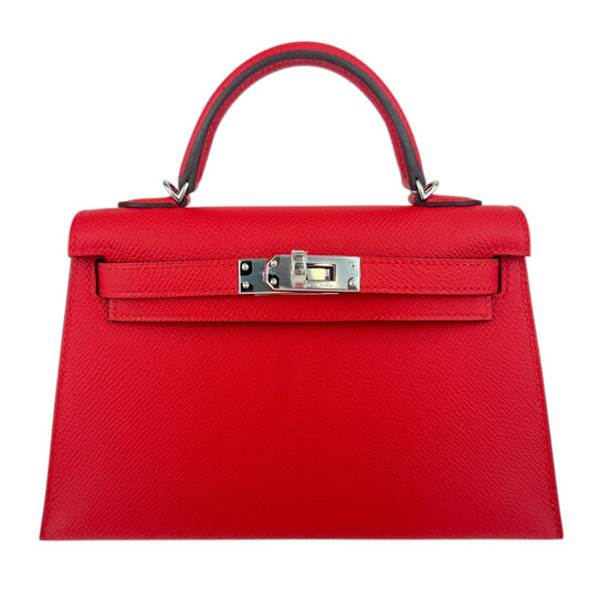 Mini kelly ミニケリー Rouge Radieux ルージュラデュー  PHW シルバー金具 Epsom エプソン Stamp-K K刻印
