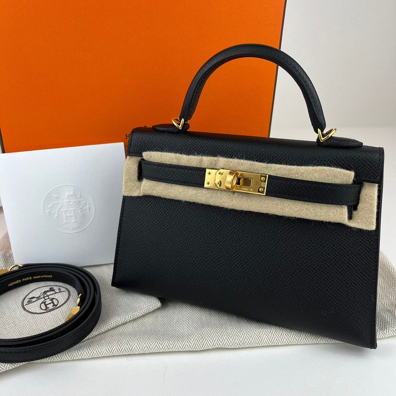 Mini kelly ミニケリー Black ブラック GHW ゴールド金具 Epsom エプソン U刻