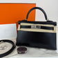 Mini kelly ミニケリー Black ブラック シルバー金具 Box calf ボックスカーフ Stamp-B B刻印