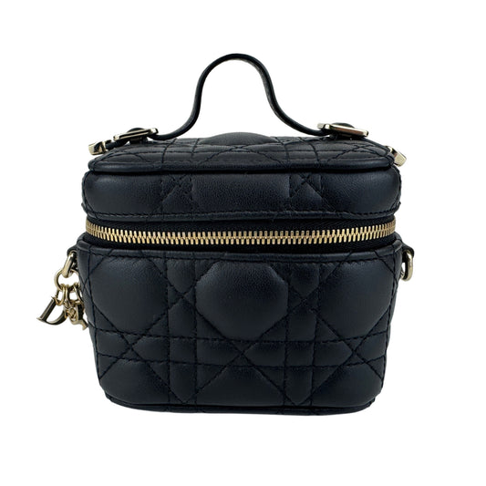 マイクロバニティ ブラック レザー ゴールド金具