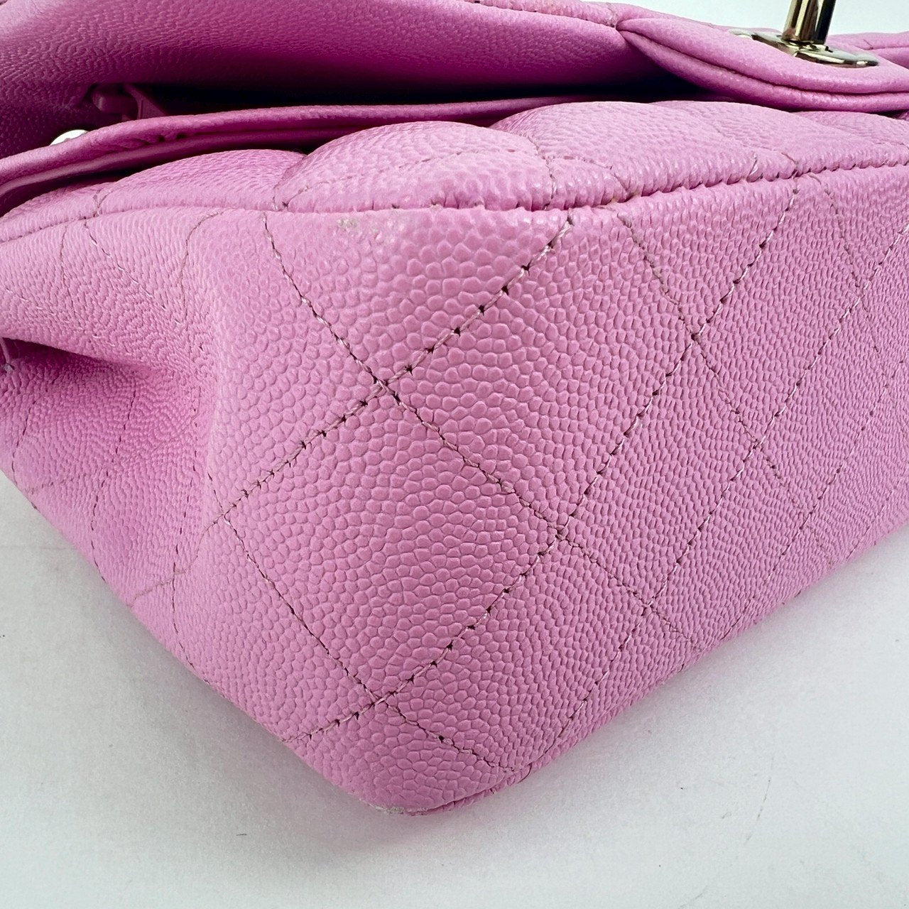 マトラッセ ダブルフラップ ダブルチェーンショルダー ピンク　パープル　Pink  Purple  GHW ゴールド金具 キャビアスキン　caviar skin A01112 ICチップ