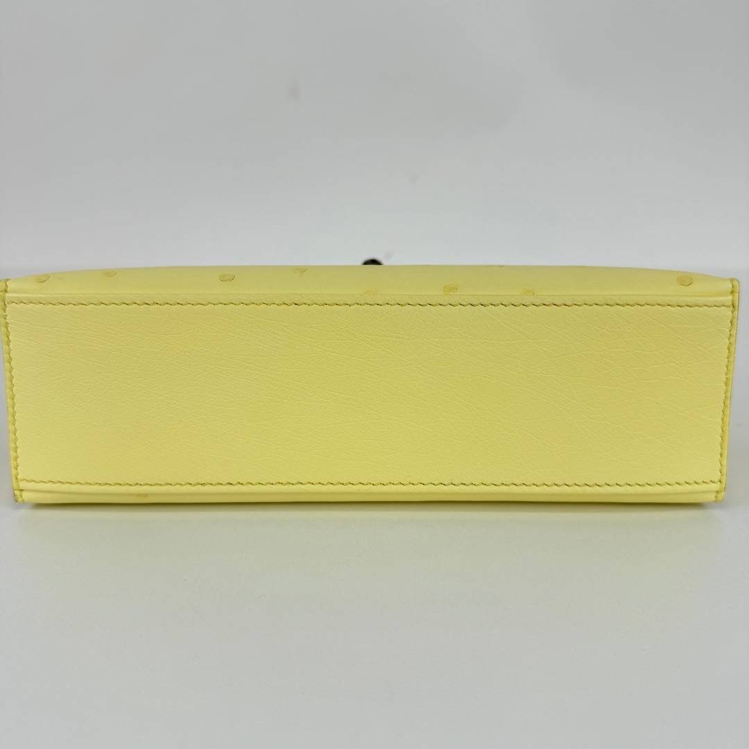 Kelly pochette ケリーポシェット Limoncello リモンチェッロ Ostrich オーストリッチ PHW シルバー金具 Stamp-B B刻印 ハンドバッグ