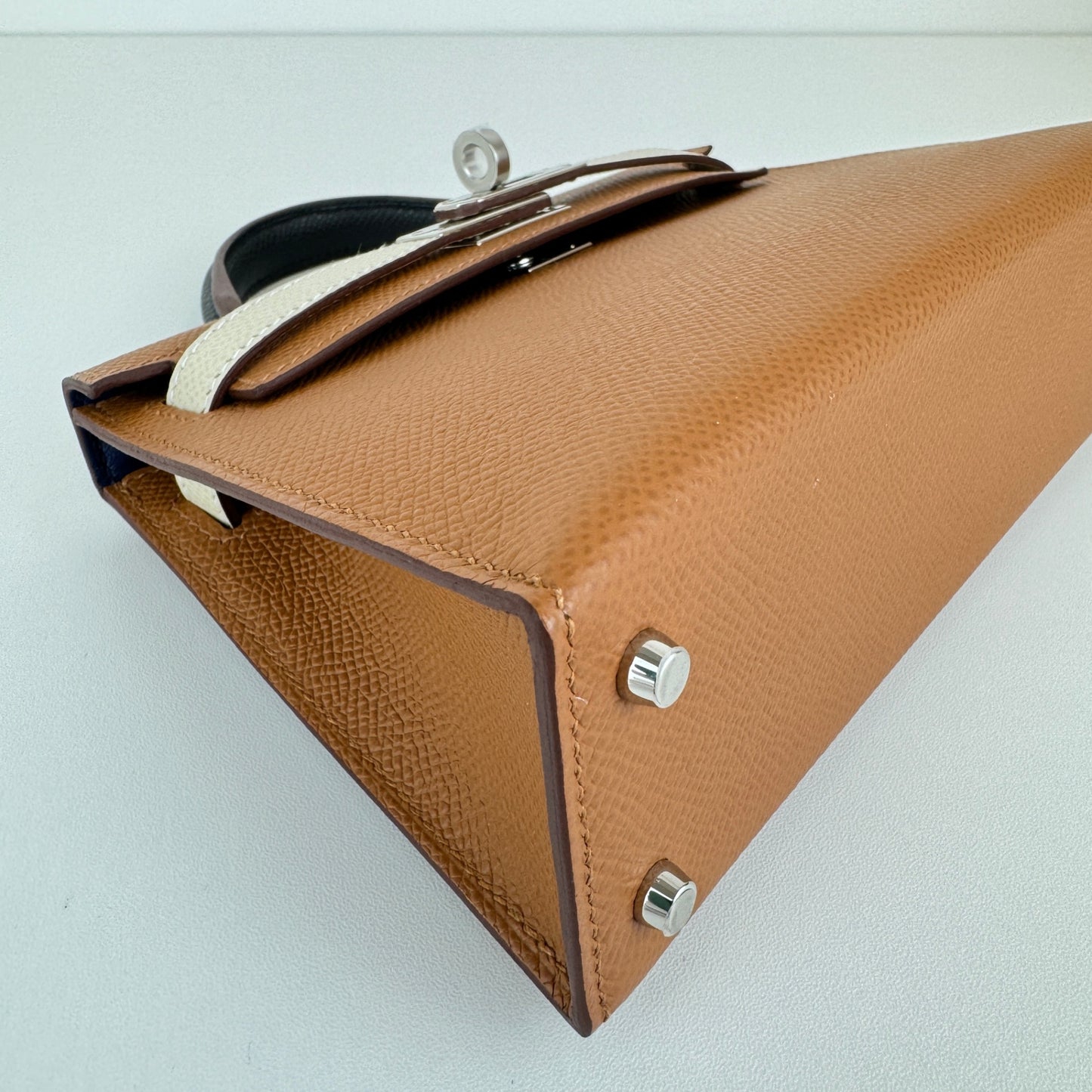 Mini kelly tricolor verso ミニケリートリコロールヴェルソ Gold/Craie/Black/Blue saphir ゴールド/クレ/ブラック/ブルーサフィール Epsom エプソン PHW シルバー金具 Stamp-U U刻印