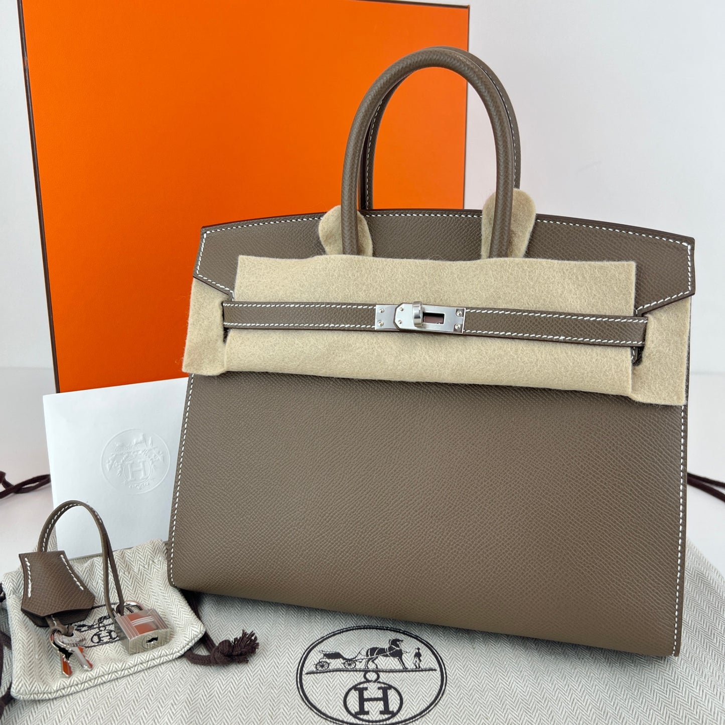 Birkin25 sellier バーキン25セリエ Etoupe エトープ SV金具 Stamp-W W刻印 Epsom エプソン