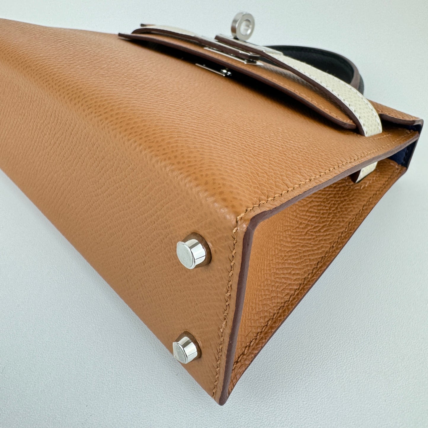Mini kelly tricolor verso ミニケリートリコロールヴェルソ Gold/Craie/Black/Blue saphir ゴールド/クレ/ブラック/ブルーサフィール Epsom エプソン PHW シルバー金具 Stamp-U U刻印