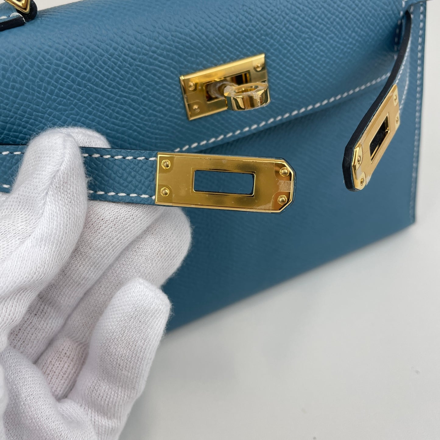 Mini kelly ミニケリー Blue jean ブルージン Epsom エプソン GHW ゴールド金具 Stamp-K K刻印